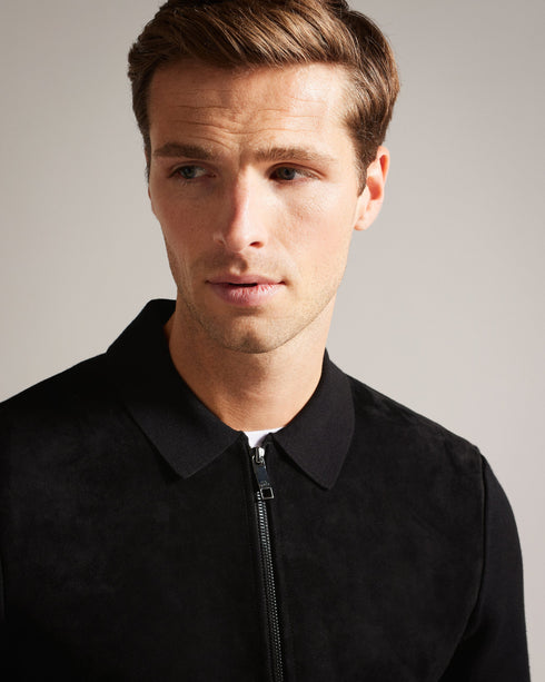 PIETER-Knitwear-Get ready to up your style game with our PIETER jacket. The suede front gives it that touch of luxury, while long sleeves keep you cosy and the ribbed collar adds a dash of rugged charm. Jacket Suede front Long sleeves Ribbed collar Zip fastening- Ted Baker Romania